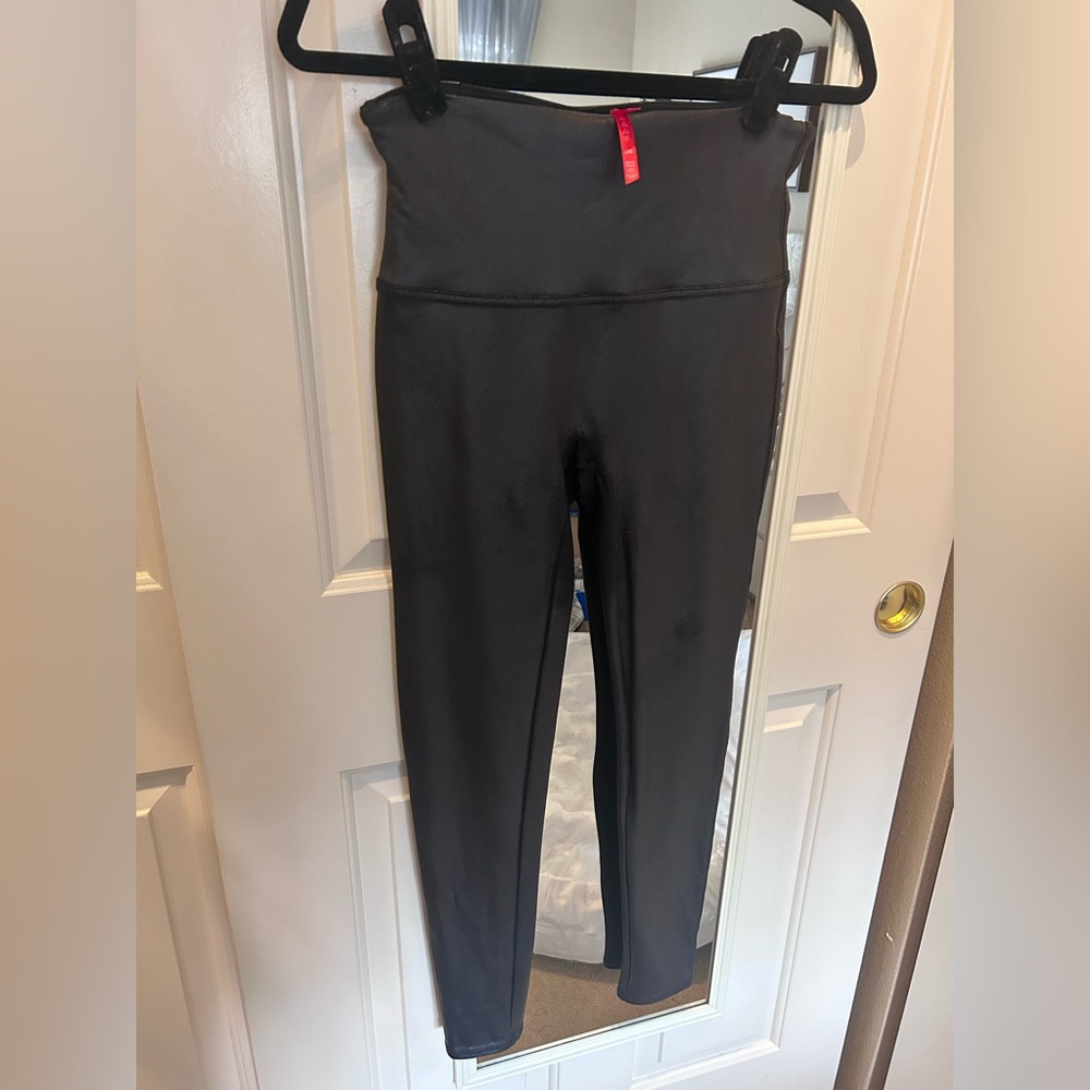 SPANX Black High-Rise Faux Leather  Leggings